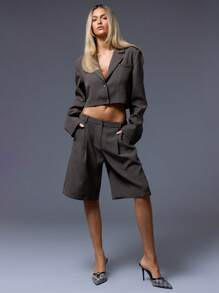 MUSERA Tailored Low Waist Shorts Summer 90's Business Casual Holiday Vacation Work, Office Fall, ... | SHEIN