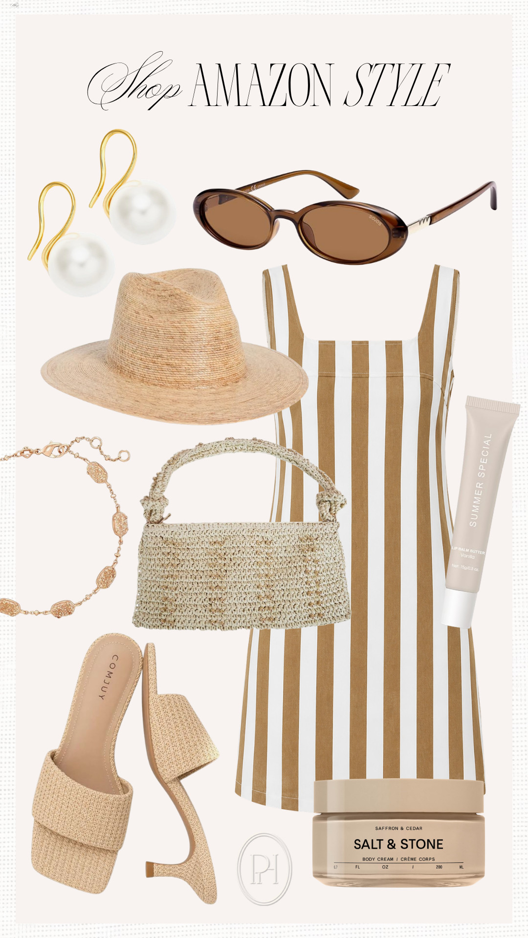Some of my latest summer fashion finds on Amazon!

Summer style, summer looks, summer outfit, striped dress, colored denim dress, mini dress, neutral dress, summer dress, tan dress, oval sunglasses, pearl earrings, gold bracelet, woven handbag, summer handbag, vacation looks, vacation outfit, resort wear, sun hat, summer fedora, body butter, lip balm, lip gloss, kitten heel sandals, neutral sandals, summer shoes, summer footwear, summer date night look 

 #LTKgrwm #LTKootd #LTKTravel