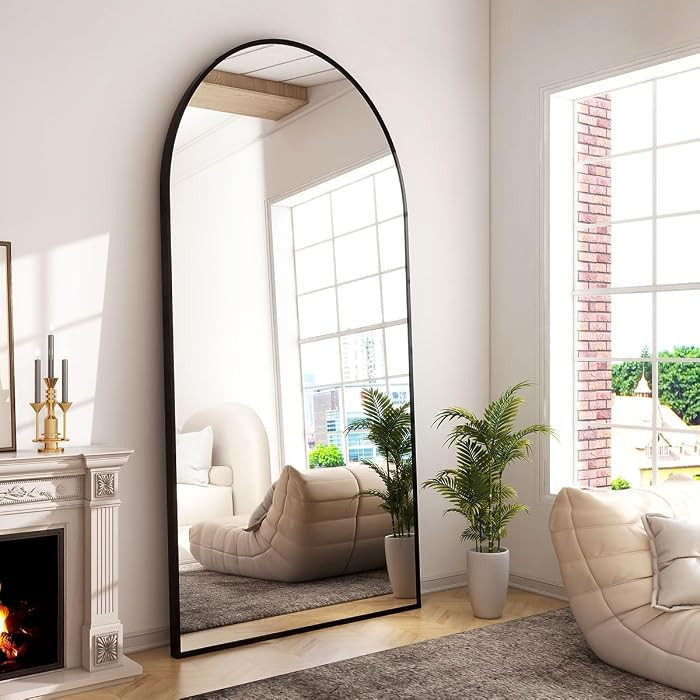 GLSLAND-34x76 inch Wall Mount Arched Full Length Mirror-Aluminum Alloy Frame High Definition-Full... | Amazon (US)