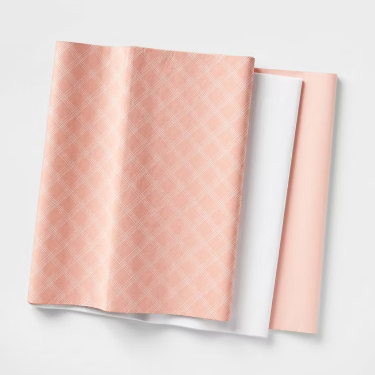 30ct Banded Tissue Paper Plaid/Pink/White - Wondershop™ | Target