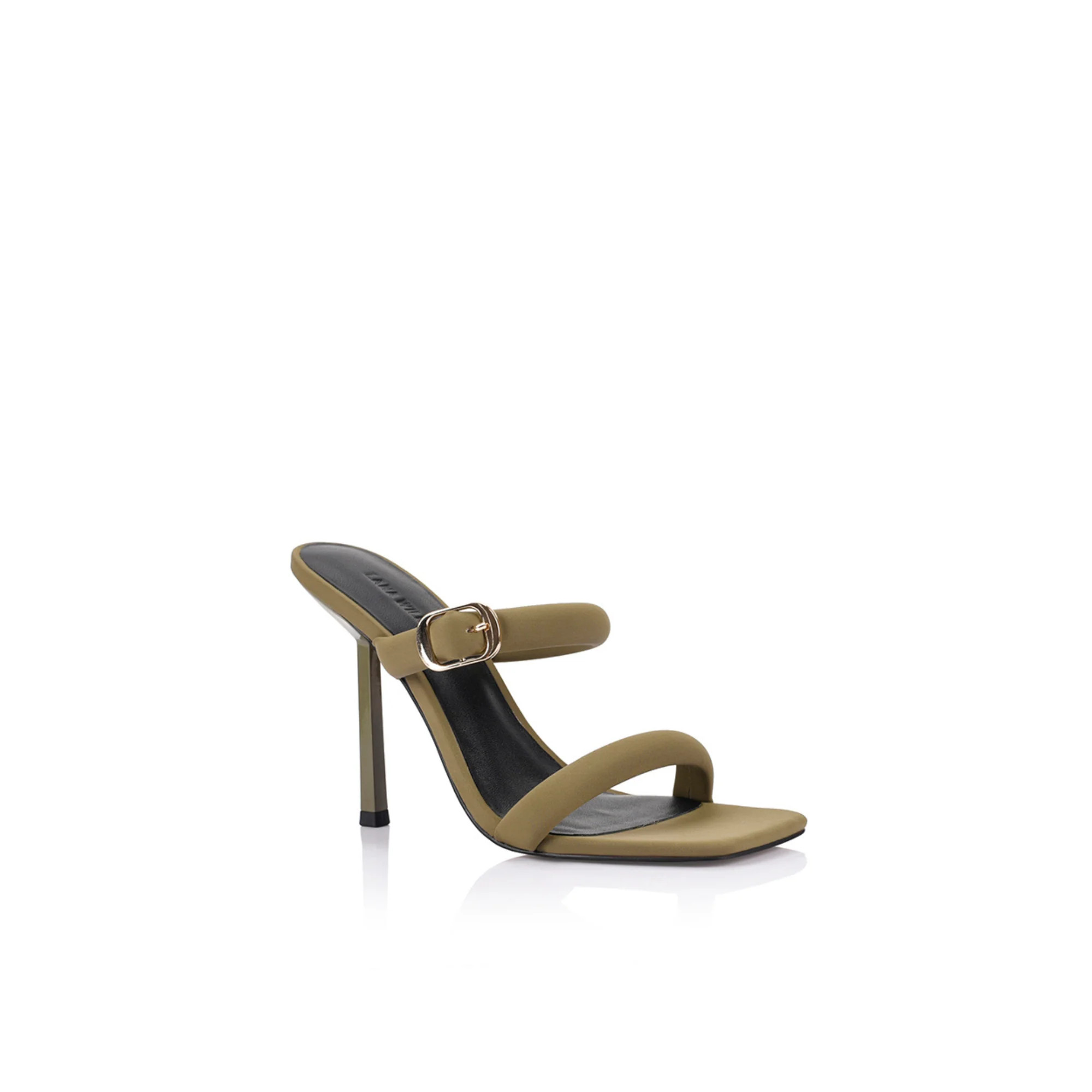 Clementine Stiletto Mule Sandal Olive Knit | Lana Wilkinson