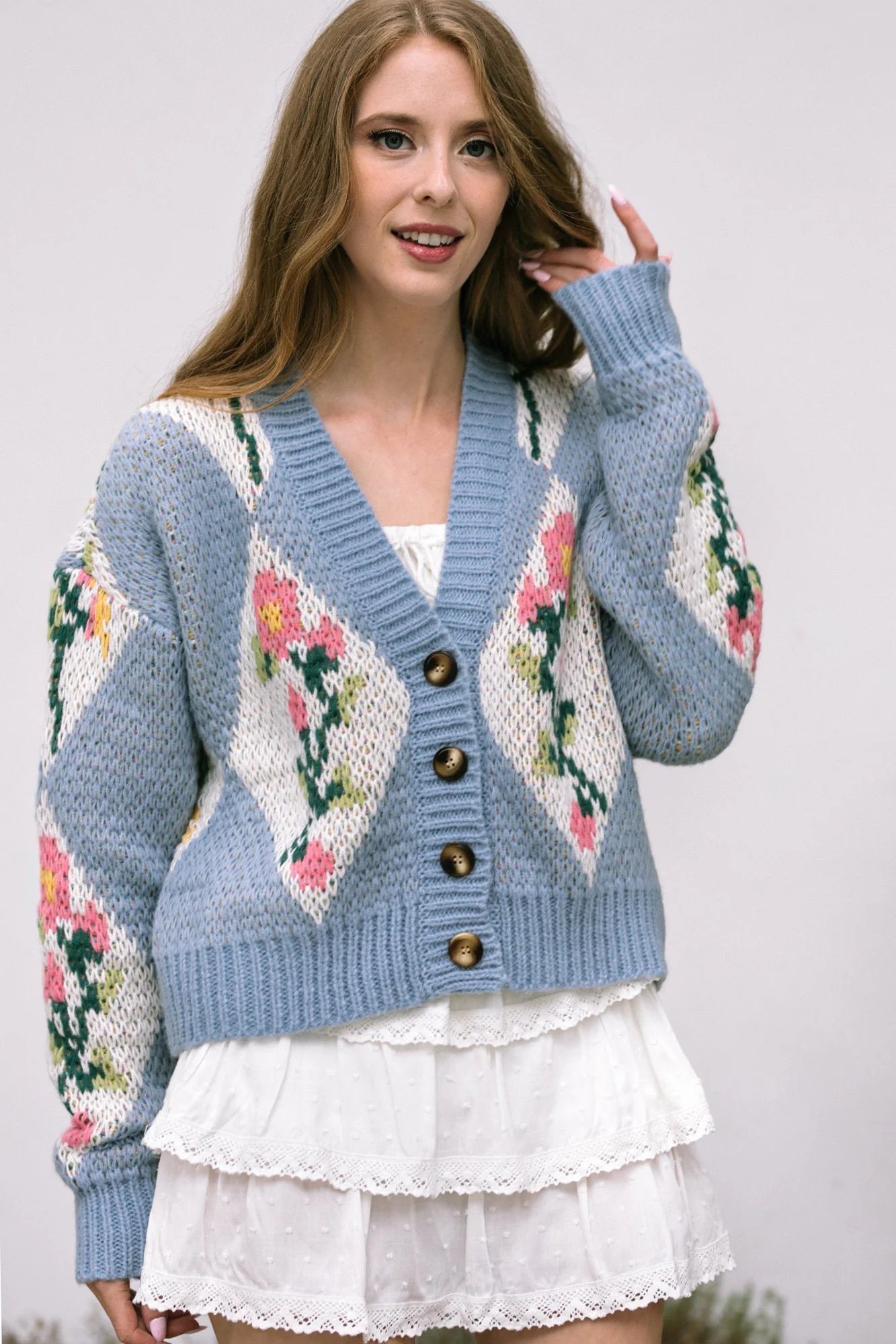 Marlow Floral Buttoned Cardigan | Morning Lavender