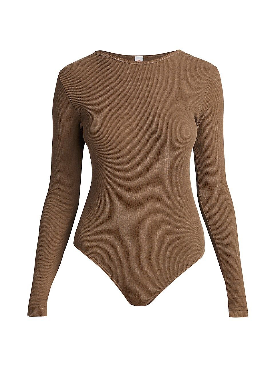 Re/done Women's Ribbed Long-Sleeve Bodysuit - Natural Tan Brown - Size Medium | Saks Fifth Avenue