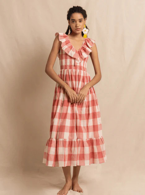 Daydress | Birdie Dress in Pink Handloom Check | Beau & Ro