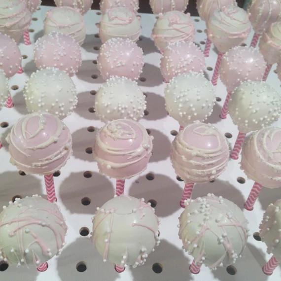 PINK and WHITE Cake Pops, All Colors Available, Quinceanera Cake Pops, Baby Shower Cake Pops | Etsy (US)