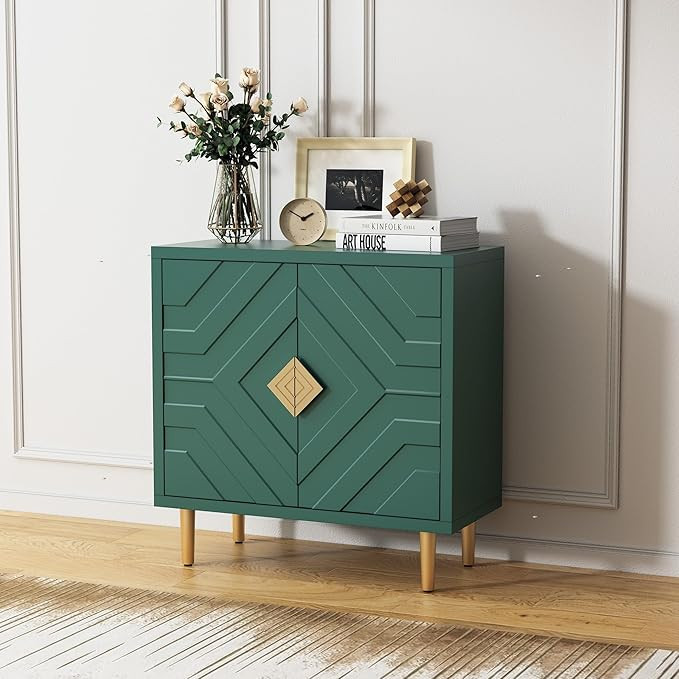 HLR Sideboard Storage Cabinet with 2 Doors, Accent Cabinet with Decorative Embossed Pattern Doors... | Amazon (US)
