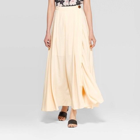 Women's Mid-Rise High Slit Maxi Skirt - Who What Wear™ Cream | Target
