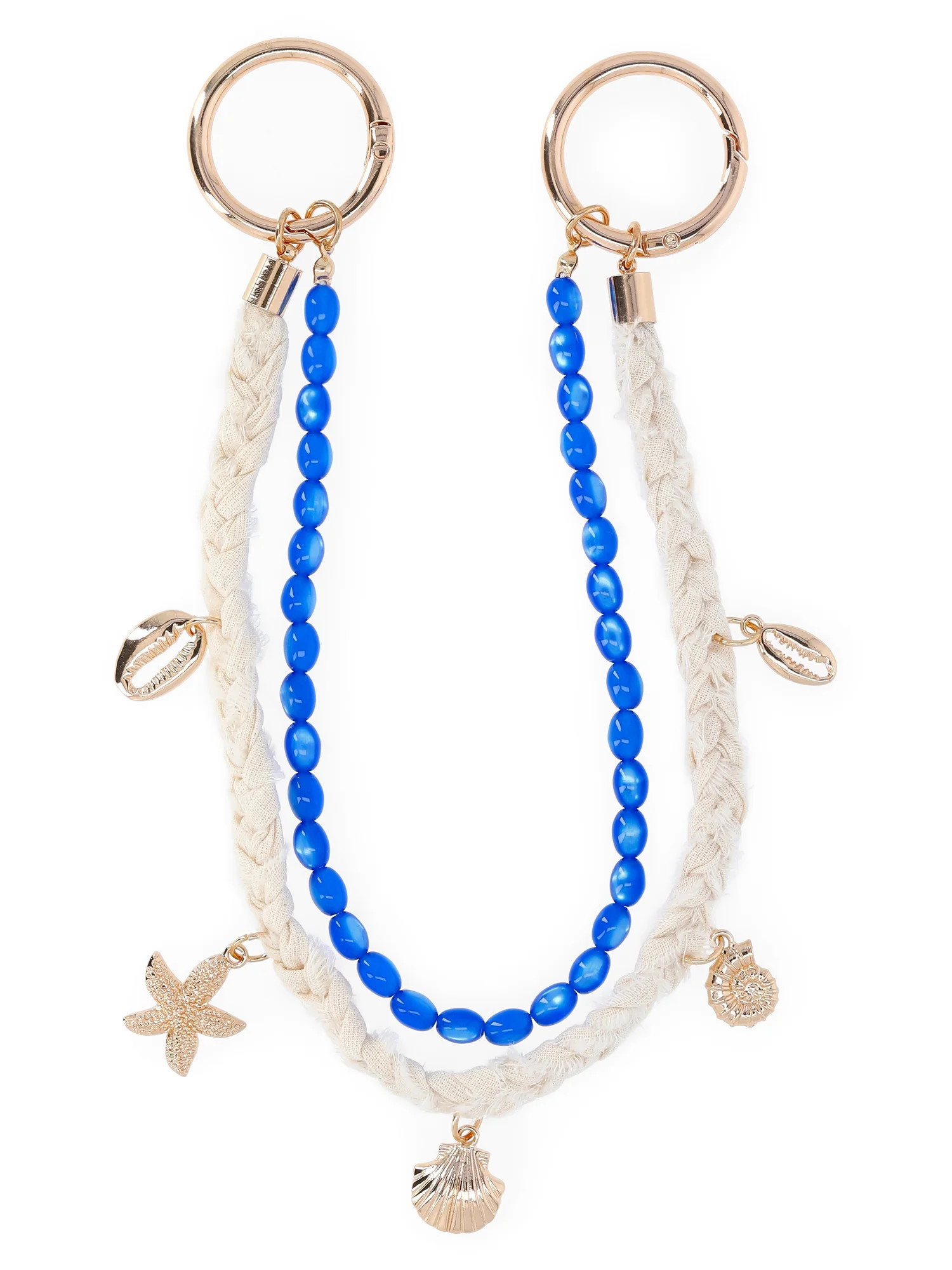 No Boundaries Women's Beach Icons Bag Charm, Natural Rope & Bead Swag Chain | Walmart (US)
