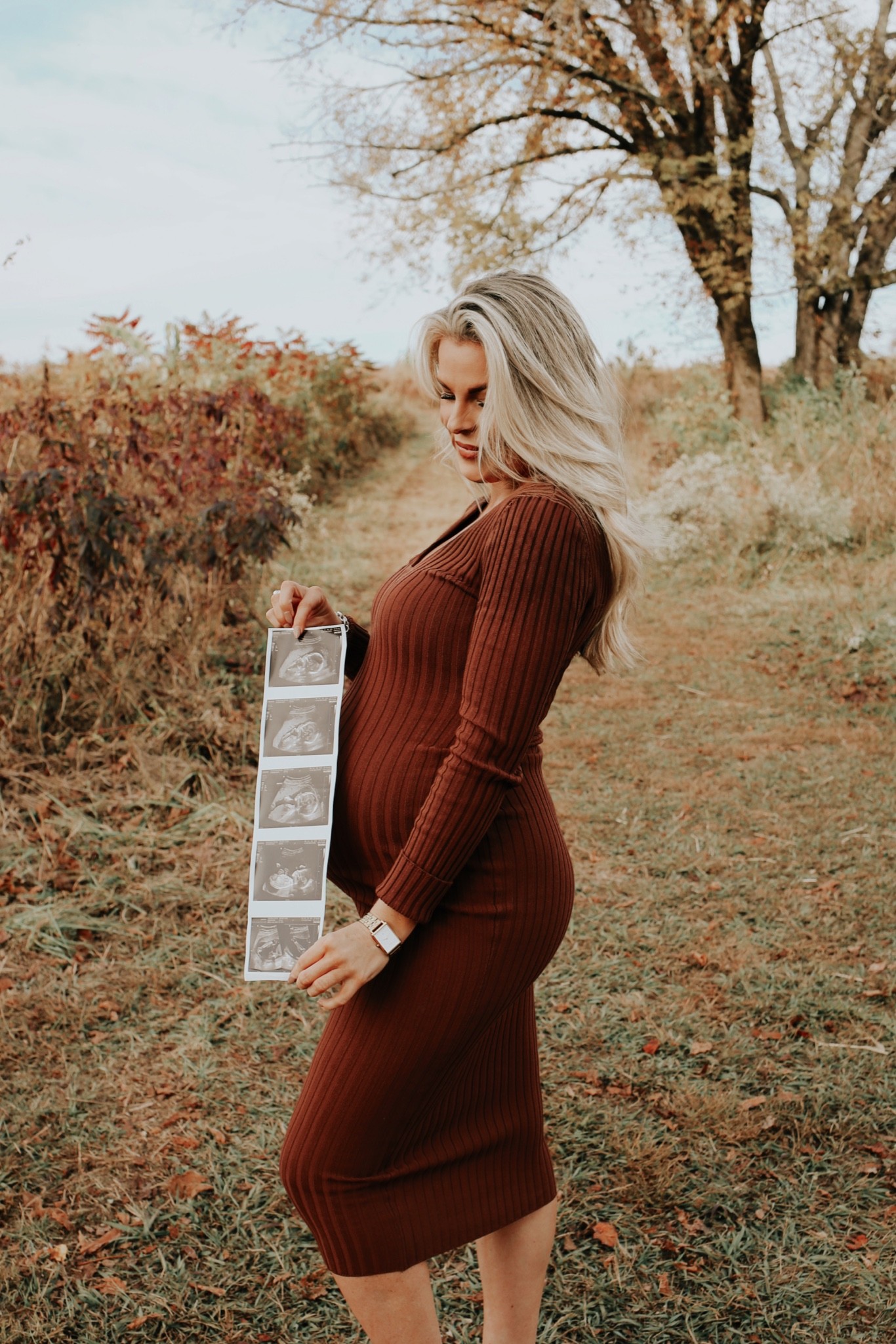 Shop my dress! Wearing size small. It’s currently 30% off w code FALLHAUL 🍂

Engagement photos outfit | brown dress | fall dress | fall dresses | midi dress | bodycon dress | bump friendly | bump style 

#LTKunder100 #LTKstyletip