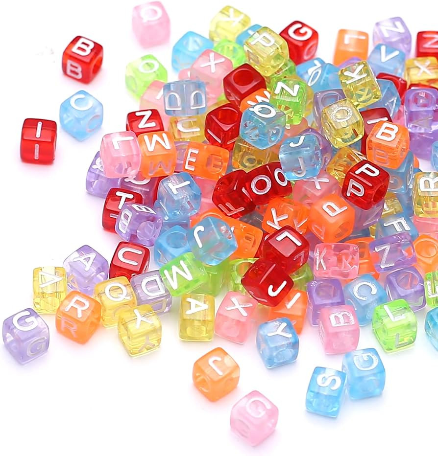 1000 Pcs Transparent Acrylic Square Letter Beads - 6x6mm Cube Assorted Color Acrylic Plastic Lett... | Amazon (US)
