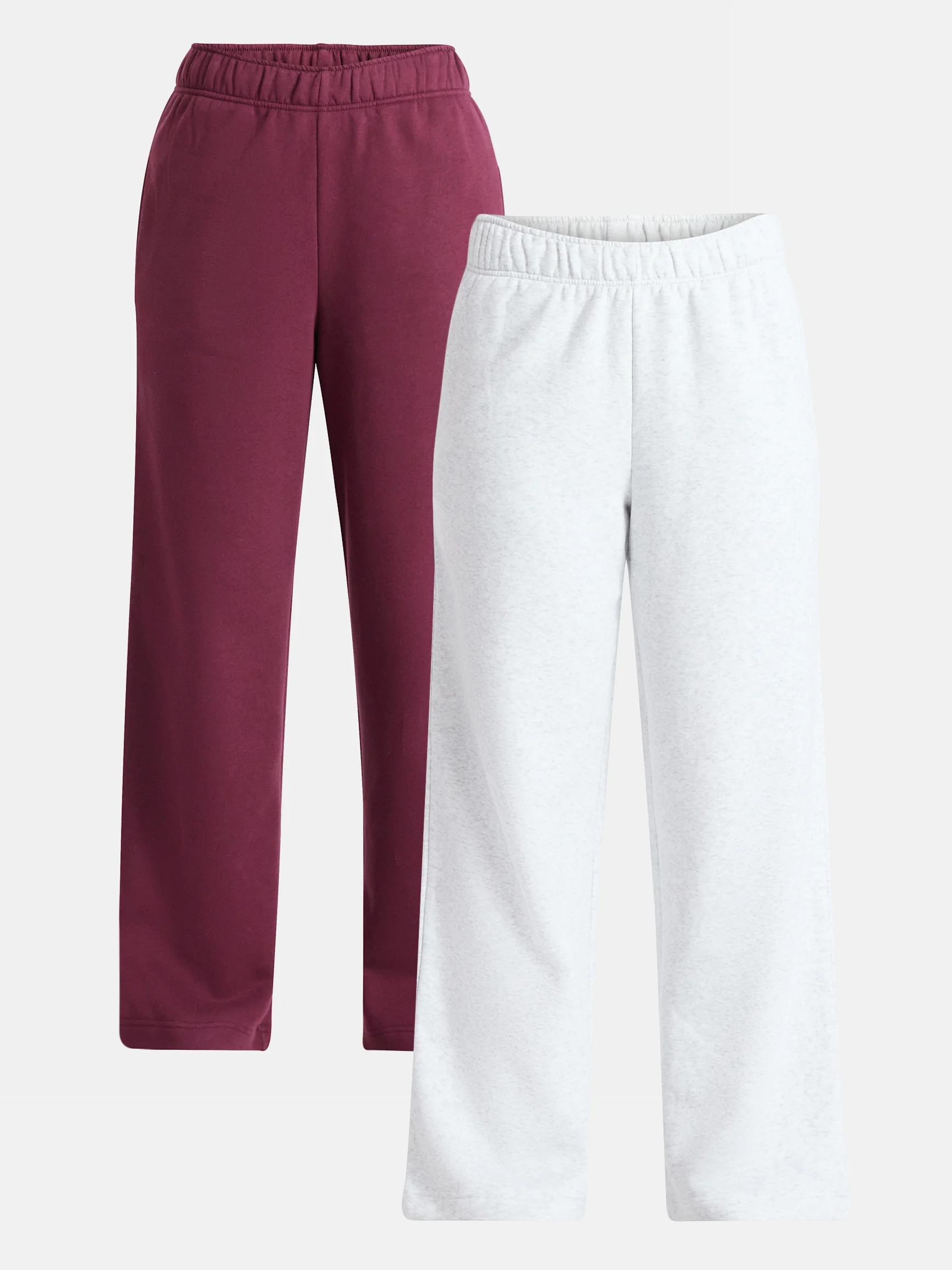 No Boundaries Wide-Leg Foldover Fleece Pants, 30'' Inseam, 2-Pack, Women's | Walmart (US)