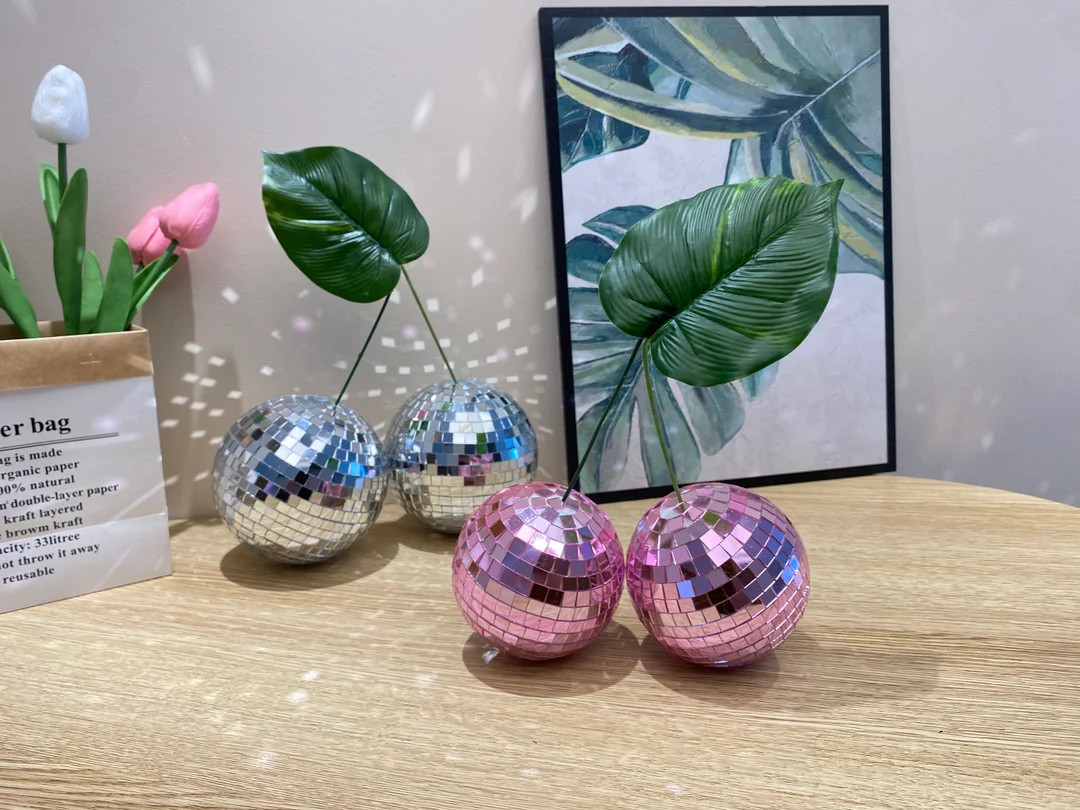 Glass Mirror Disco Pink Cherry White Cherryparty Decorationvarious Sizesbirthday Gift - Etsy | Etsy (US)