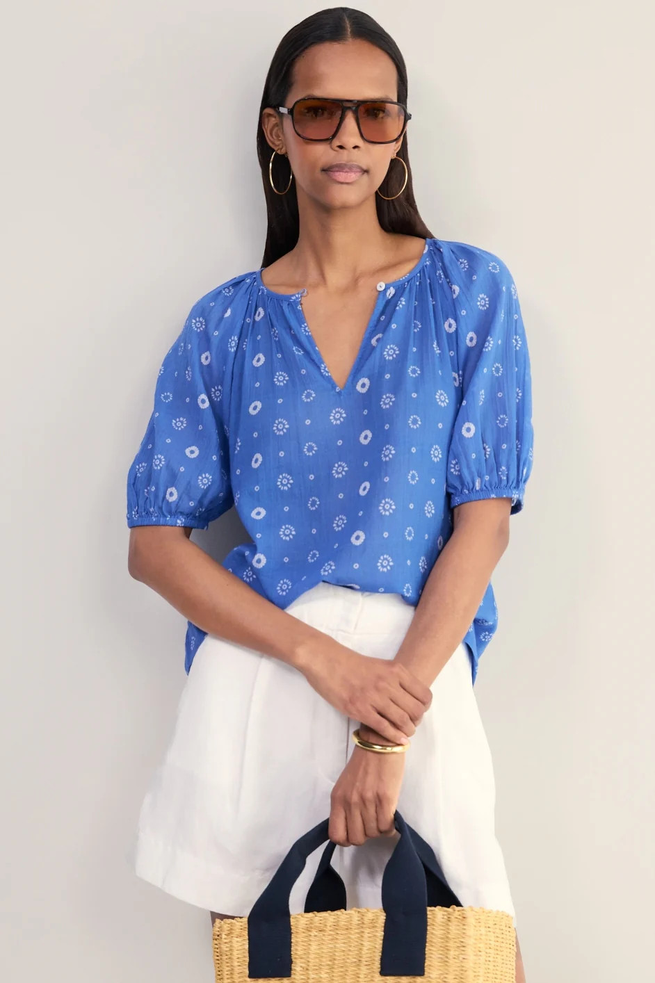 Edie Blouse - Soft Cobalt Shibori | WYSE London