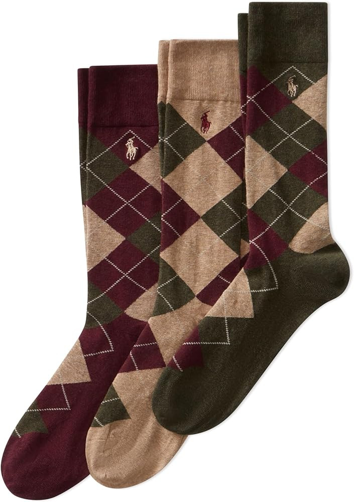 POLO RALPH LAUREN Men's Argyle Pattern Dress Crew Socks (3-Pack) | Amazon (US)