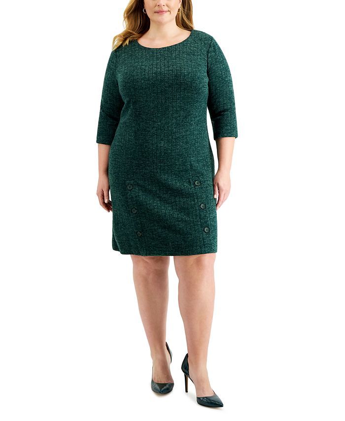Connected Plus Size Knit Sheath Dress & Reviews - Dresses - Plus Sizes - Macy's | Macys (US)