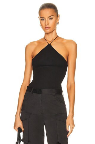 Enza Costa Stretch Silk Knit Halter Tank Top in Black | FWRD 