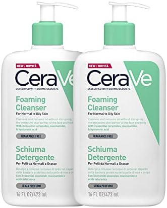 CeraVe Gel Moussant | 2 x 473ml | Gel Nettoyant Visage Purifiant à l'Acide Hyaluronique et au Ni... | Amazon (FR)