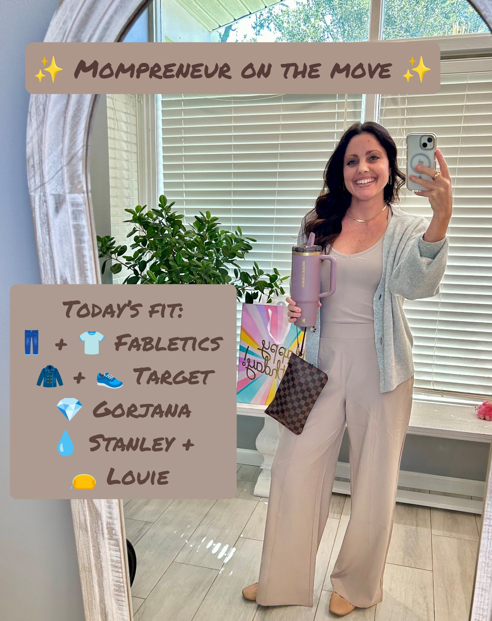 ✨ Mompreneur on the move ✨
Business casual but make it comfy — because meetings, errands, and school pick-up all happen in the same day.

Today’s fit:
👖 + 👕 Fabletics (pants + tank)
🧥 + 👟 Target (cardigan + shoes)
💎 Gorjana for a little shine
💧 Stanley to hydrate + Louie to carry it all

Comfy, polished, and ready for all the things.

#LTKActive #LTKFindsUnder50 #LTKShoeCrush
