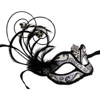 Coco Black & Silver Masquerade Mask, Feather Venetian Eyemask Costume Accessory Party | Etsy (UK)