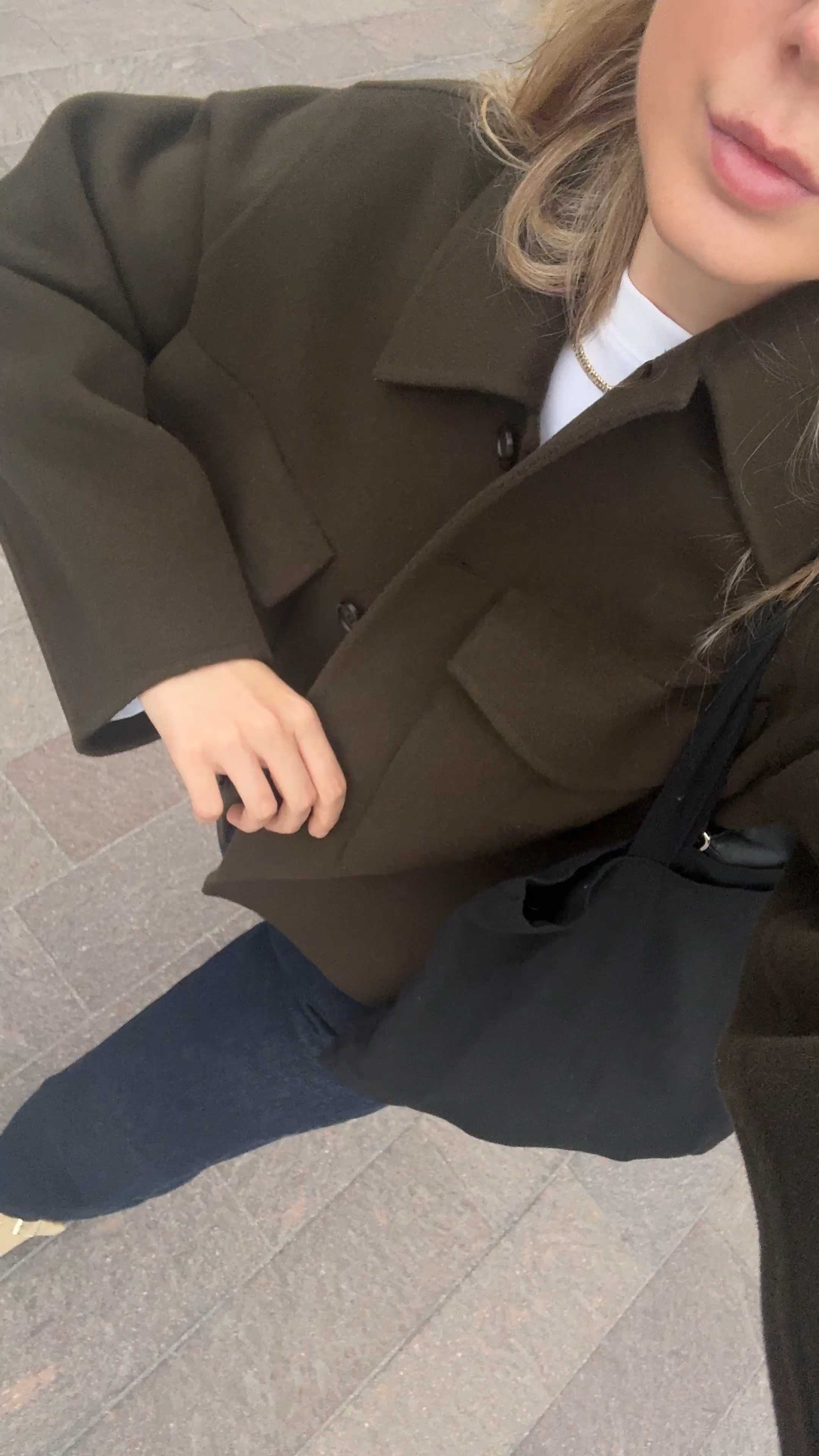 Autumn outfit of the day with my new cropped khaki wool jacket 