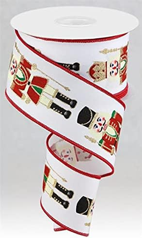 Nutcrackers on Canvas Wired Edge Ribbon - 10 Yards (White, 2.5 Inch) | Amazon (US)