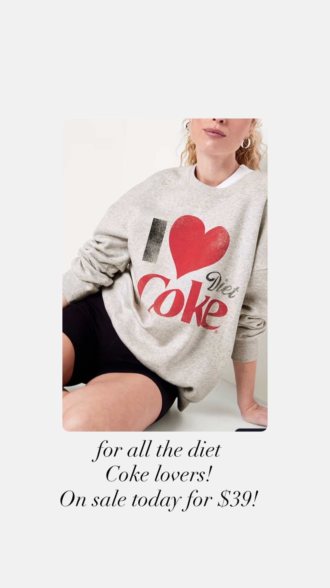 Old navy giving the Diet Coke lovers the sweatshirt of their dreams — daily edit cover from Found by Em