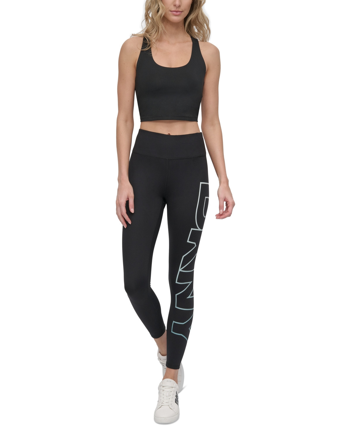 Dkny Sport Women's Exploded-Logo Stretch 7/8 Leggings - Mineral | Macy's
