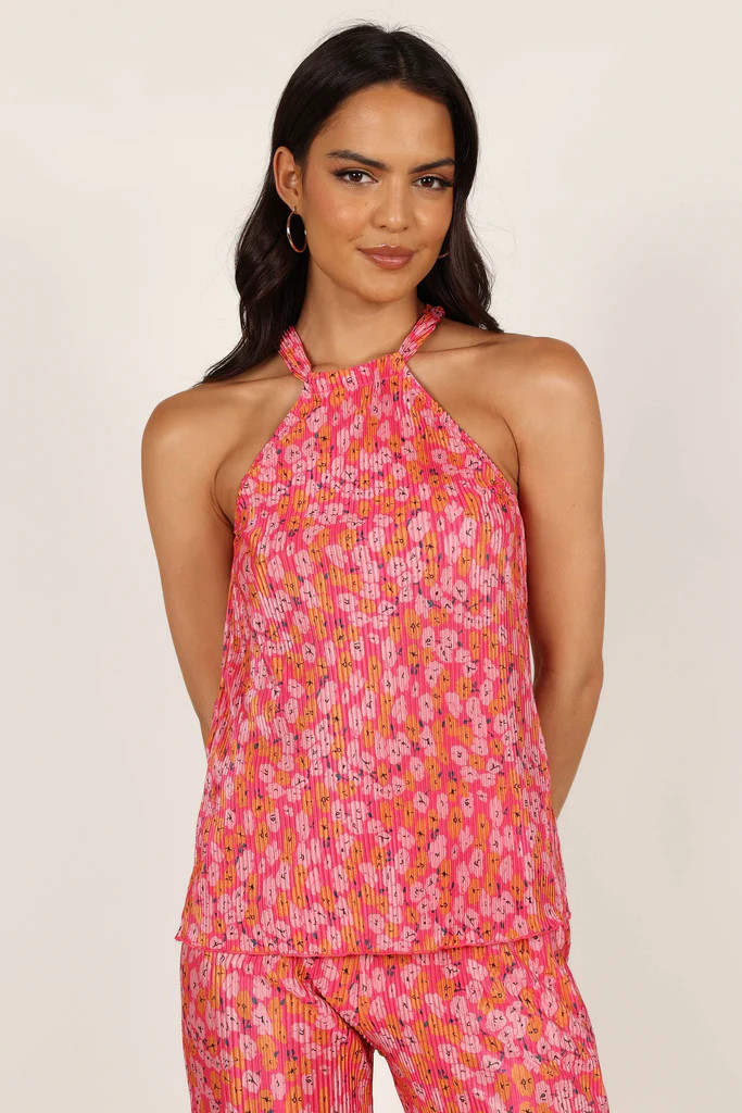 Lulu Plisse Halter Top - Hot Pink | Petal & Pup (US)