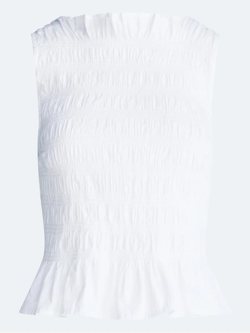 Free Assembly Women's and Women's Plus Smocked Peplum Sleeveless Cotton Top, Sizes X-4X | Walmart (US)