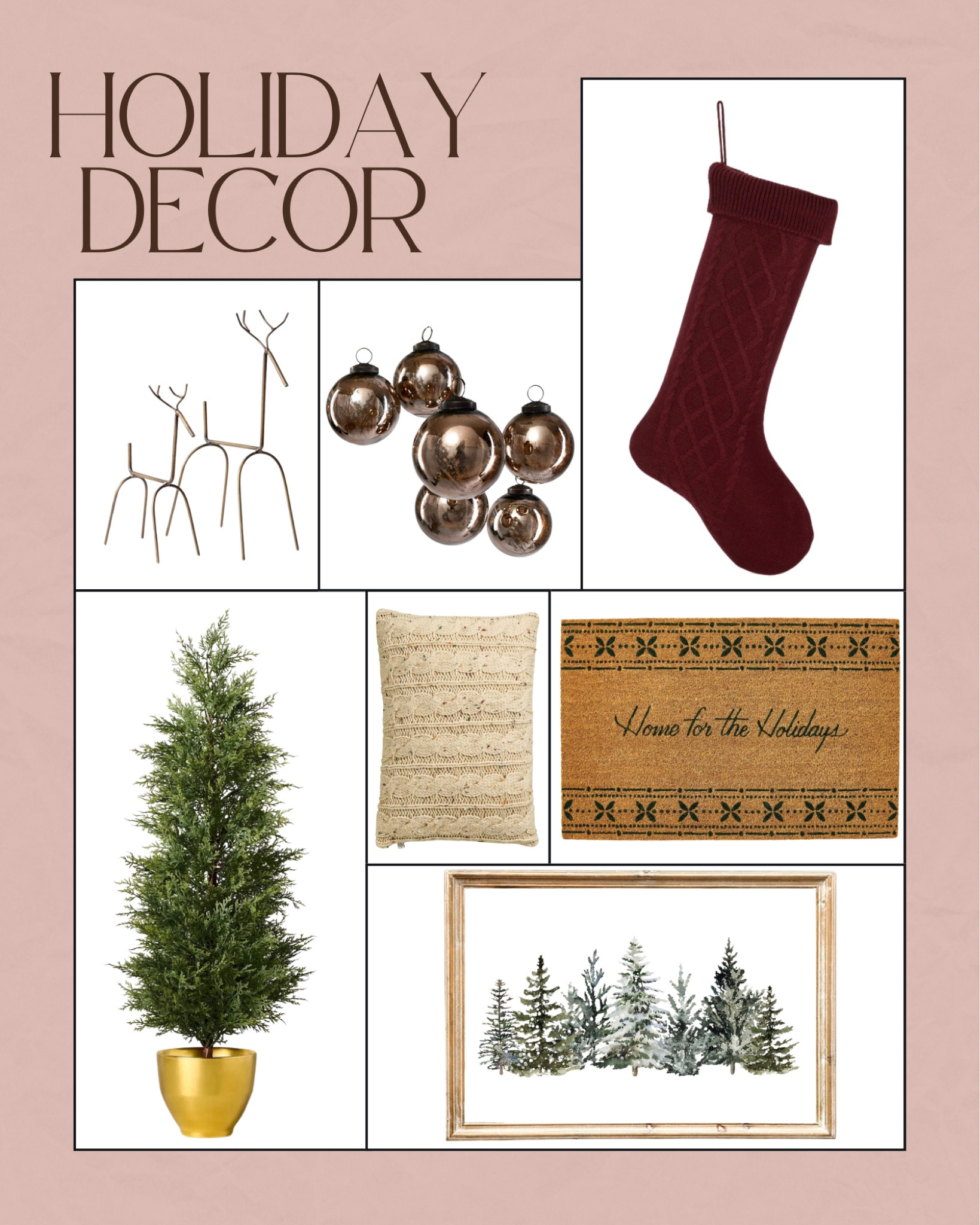 Holiday. Christmas. Home decor. Affordable home. Wall art. Reindeer. Ornaments. Stockings. Knit. Welcome mat. Throw pillow. Faux tree  

#LTKHoliday #LTKSeasonal #LTKHome