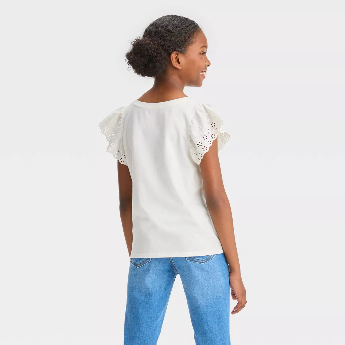 Girls' Short Sleeve Eyelet T-Shirt - Cat & Jack™ | Target