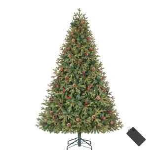 7.5 ft. Pre-Lit LED Spring Creek Noble Fir Artificial Christmas Tree | The Home Depot