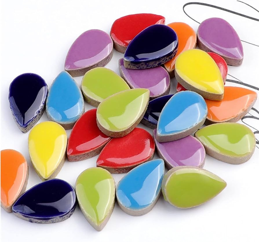 1.1lb Raindrops Ceramics Mosaic Tiles for DIY Crafts Home Decoration, 0.47"x 0.75" DIY Mosaic Til... | Amazon (US)