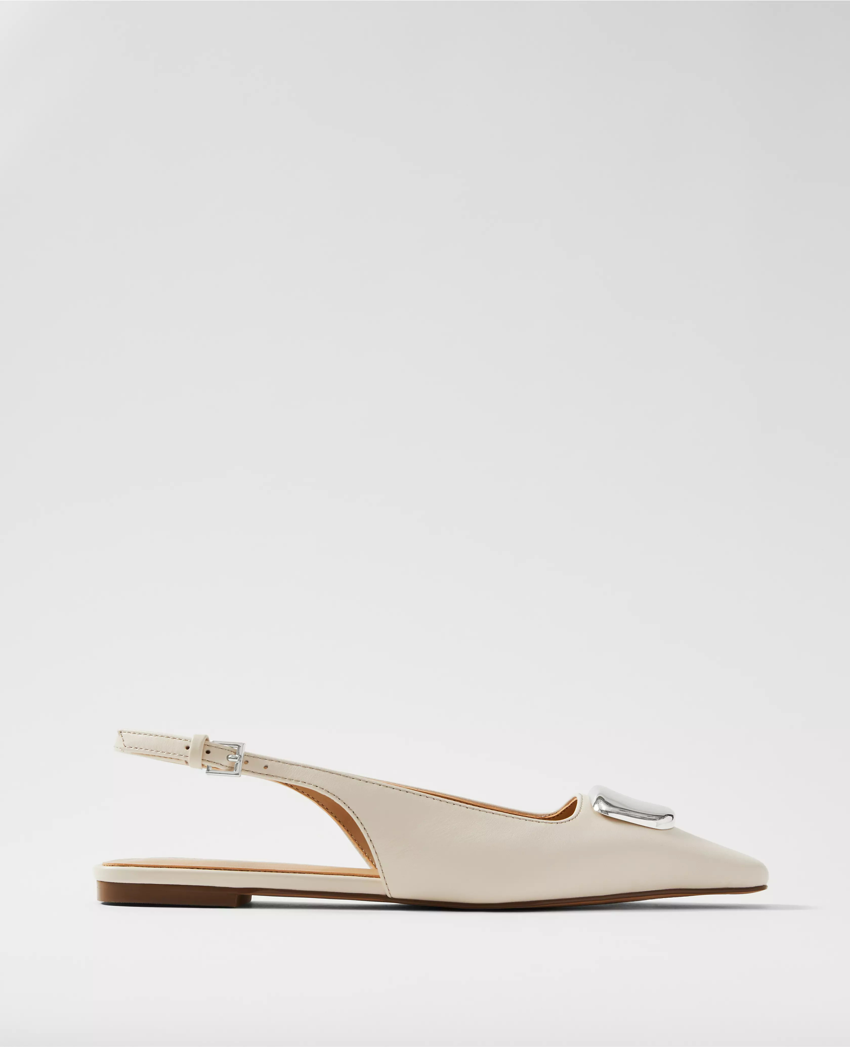 Weekend Collection Hardware Embellished Leather Slingback Flat | Ann Taylor