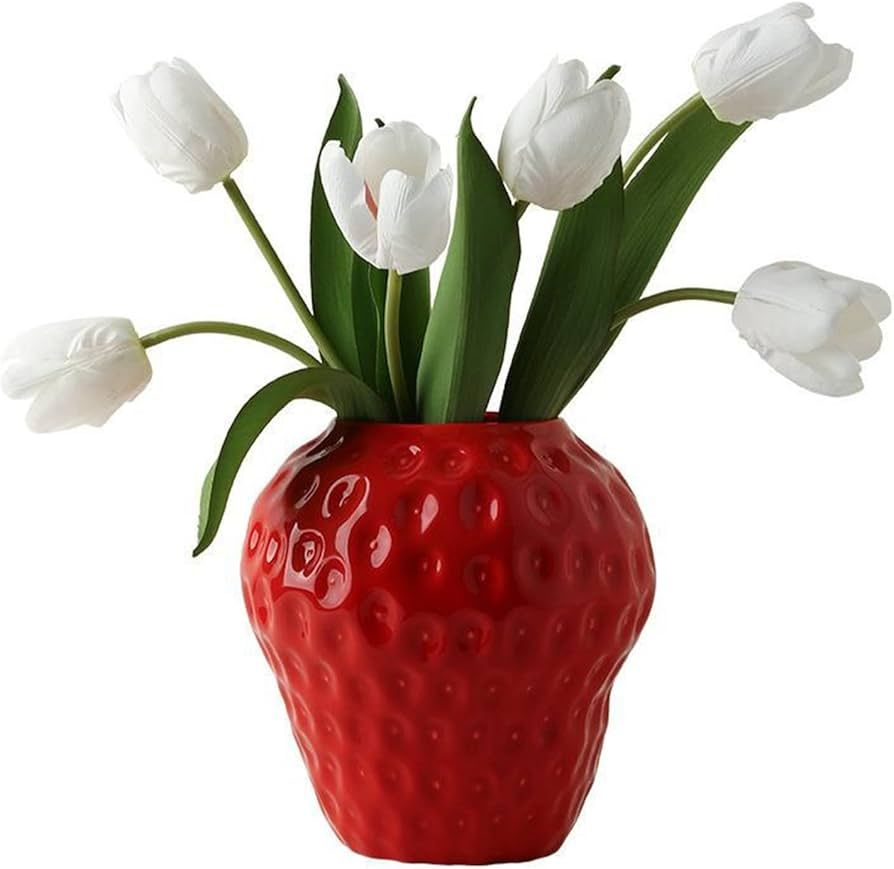 CHANONE Strawberry Ceramic Vase Flower Vase Strawberry Flower Pot Suitable for Living Room, Kitch... | Amazon (US)