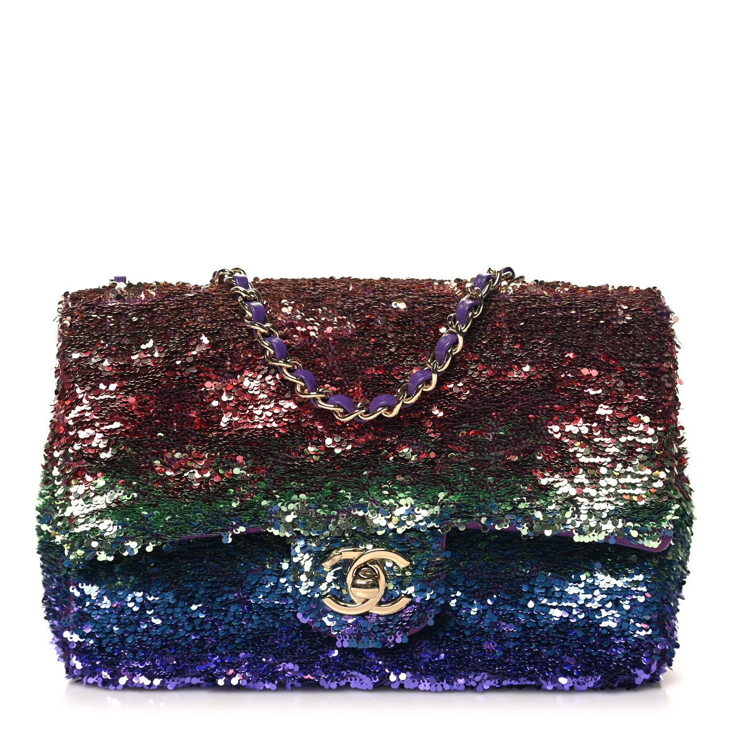 Gradient Sequin Mini Rectangular Flap Purple Multicolor | FASHIONPHILE (US)