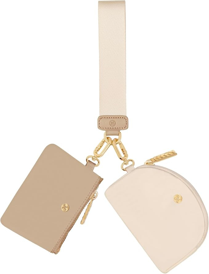 Keychain Wallet, Detachable Dual Pouch Wristlet Wallets for Women Men, Portable Mini Zip Around S... | Amazon (US)