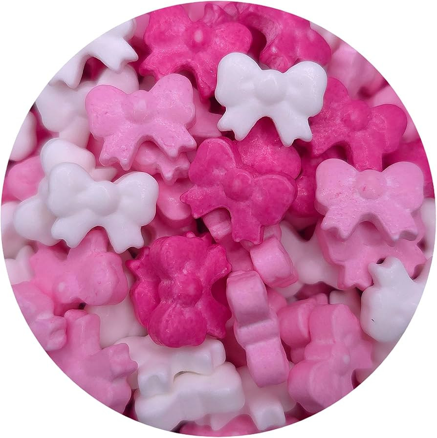NCS Hot Pink, Light Pink and White Ribbon Bows Edible Candy Sprinkles, 8 ounces | Amazon (US)