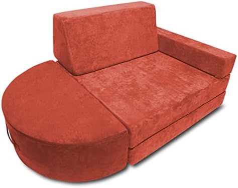 Mod Blox 5 Piece Soft Furniture Playset Modular Microsuede Foam Play Couch for Creative Kids (Red) | Amazon (US)