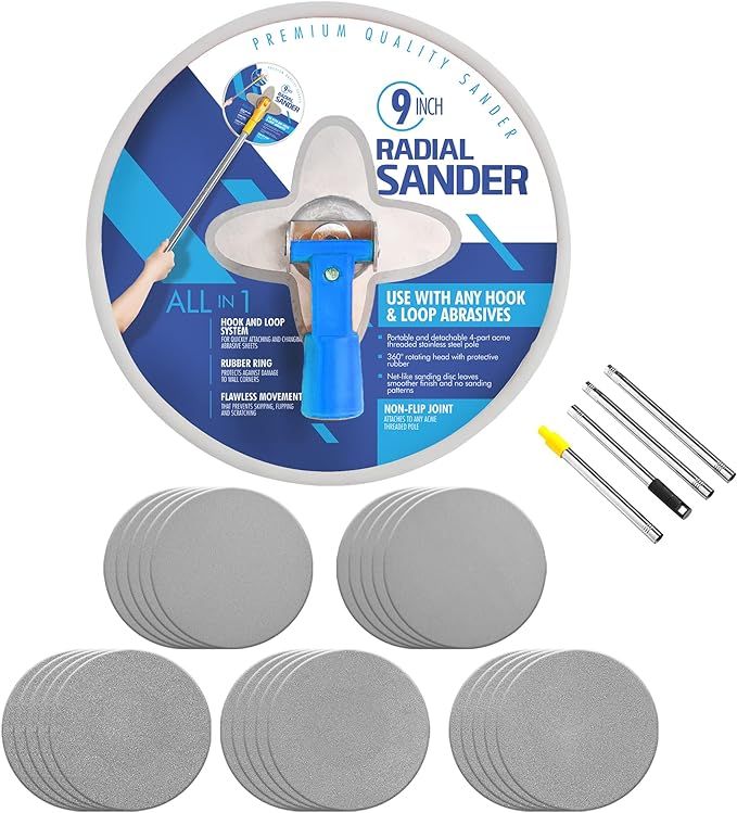 Radial Sander - 9 Inch Drywall Sander for Home Improvement Renovations, Includes 25pcs Wall Sandi... | Amazon (US)