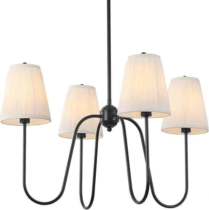 Electro bp; 4-Arm Pleated Fabric Shades Black Chandeliers with Warm White Brocade Covers Elegant ... | Amazon (US)