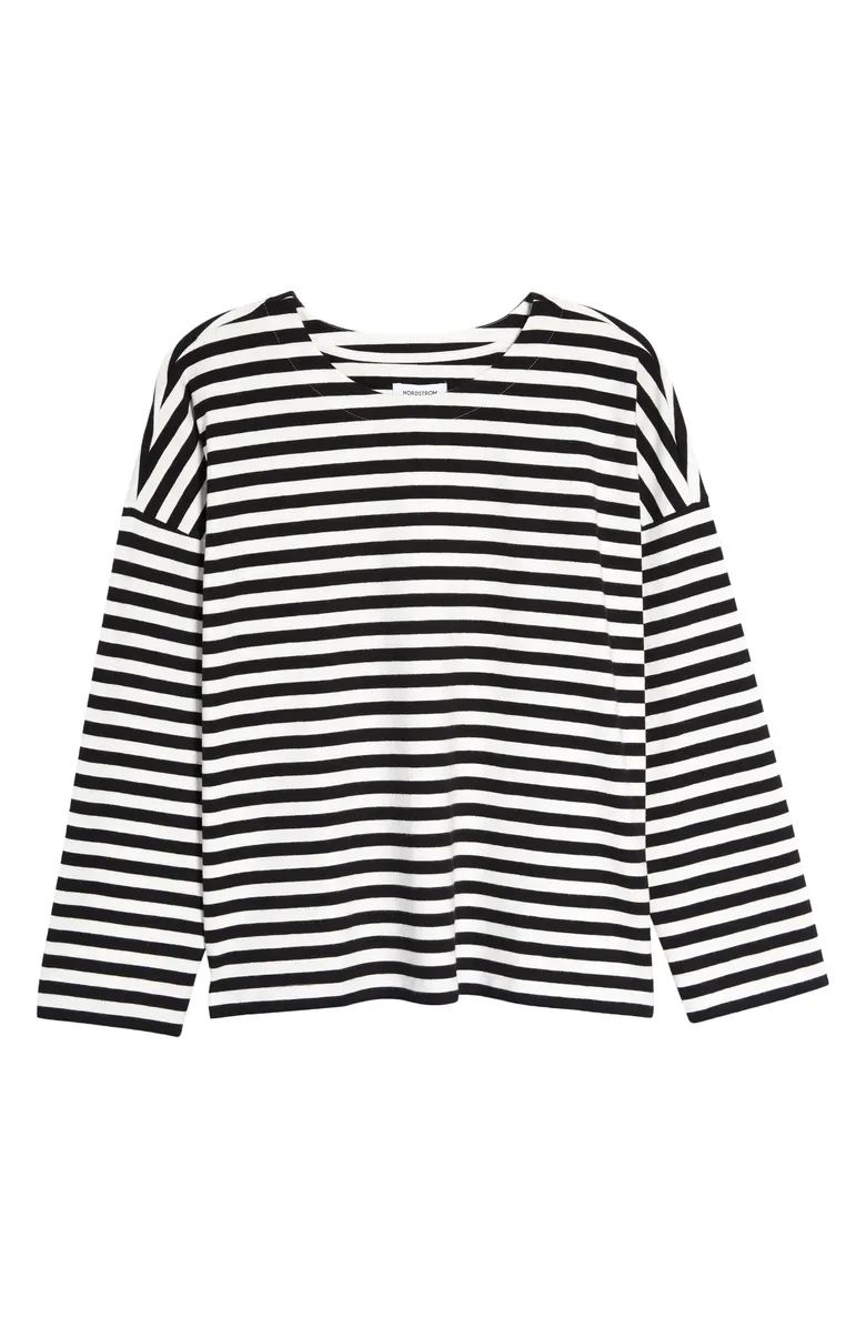 Nordstrom Women's Stripe Long Sleeve Stretch Cotton T-Shirt | Nordstrom | Nordstrom
