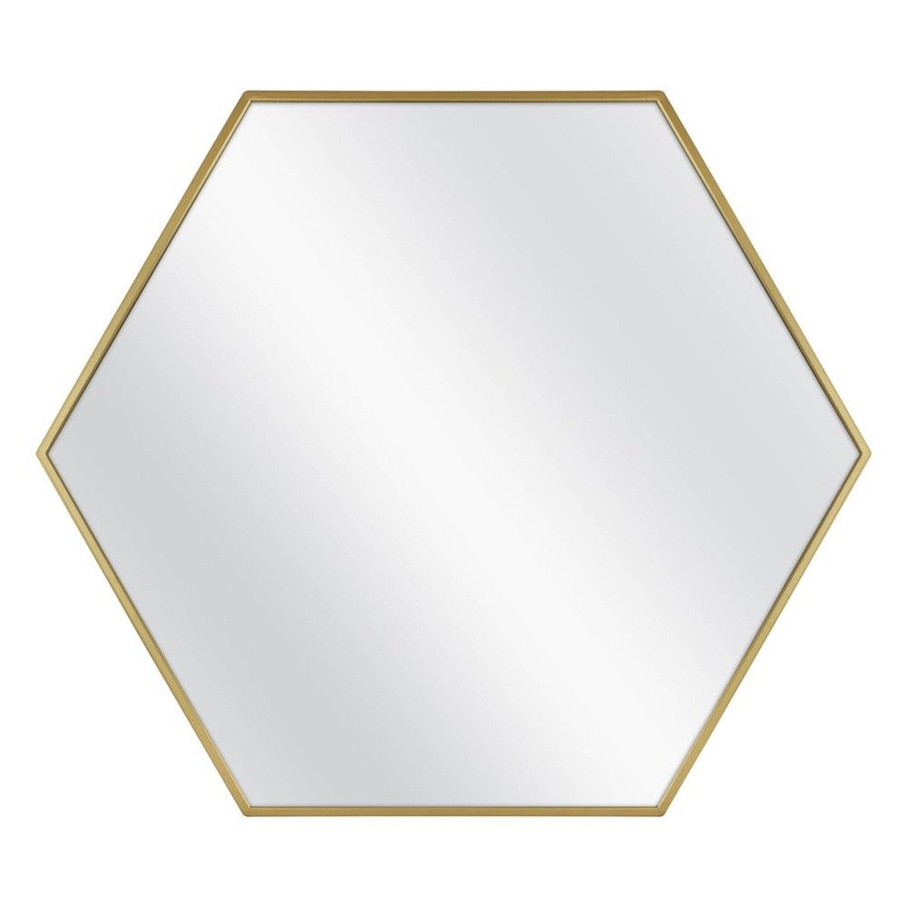 30"" x 26"" Metal Hexagon Mirror Natural MDF Brass - Project 62 | Target