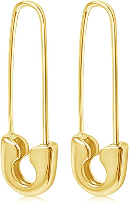 Safety Pin Earrings for Women | Paper Clip Earrings, Dangle Earrings, 14k Gold Earrings | Gold Pl... | Amazon (US)