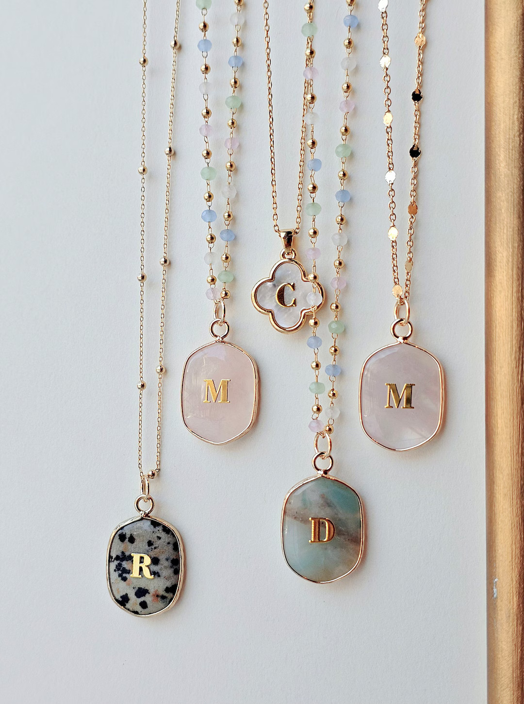 Personalized Initial Necklace: Gemstone Pendant, 14K Gold Filled Bezel Charm | Etsy (US)