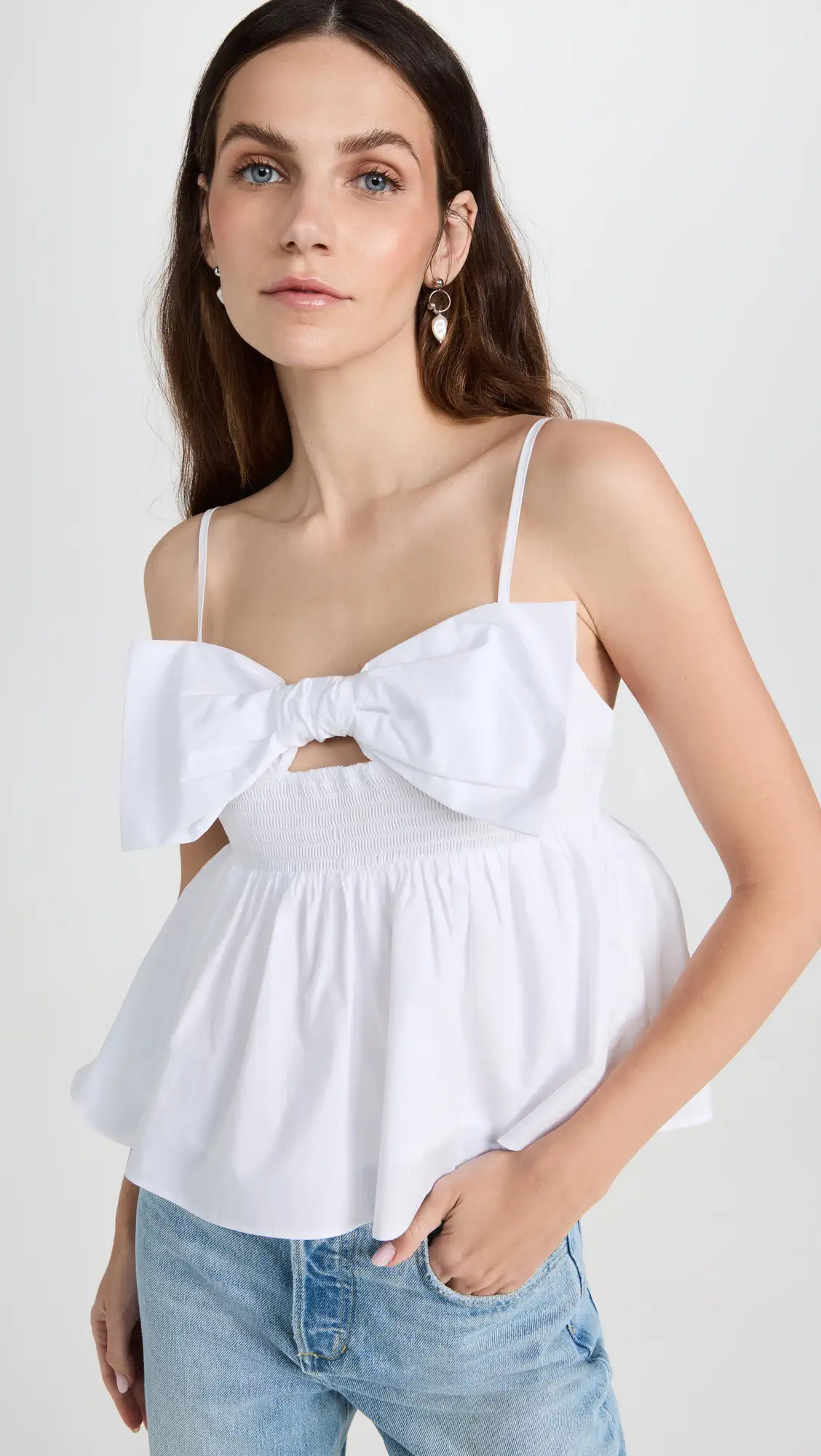 English Factory Front Bow Peplum  Top | Shopbop | Shopbop