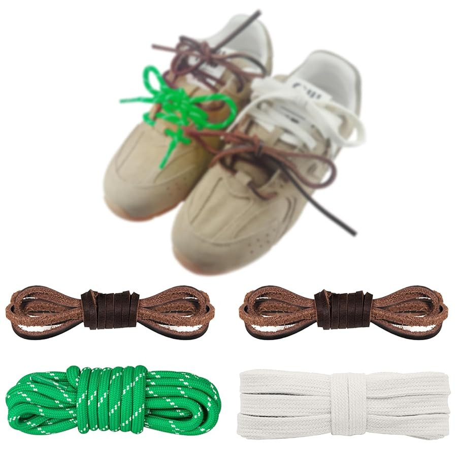 Mixed Color Round Shoe Laces for Sneaker, Flat Leather Shoelaces Replacement Laces kit | Amazon (US)