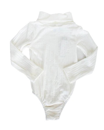 Alaska Ribbed Turtleneck Leotard - White Rib | Bailey's Blossoms