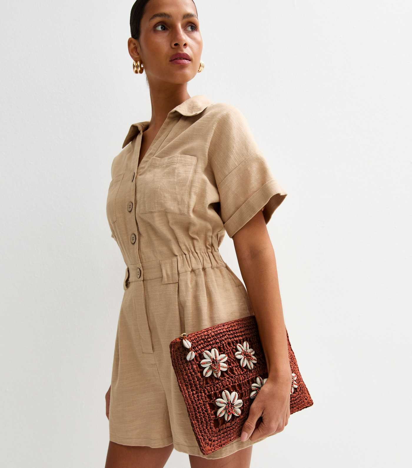 Rust Shell Crochet Straw Clutch Bag | New Look | New Look (UK)
