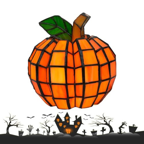 Stained Glass Pumpkin Lamp, Pumpkin Stained Accent Lamp, Halloween Pumpkin Ornaments, Starry Night Glass Pumpkins, Indoor Pumpkin Lantern Decorations for Home, Holiday, Party(1pc) | Amazon (US)